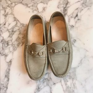 Gucci Driving Moccasins Suede Light Green Sz 8.5